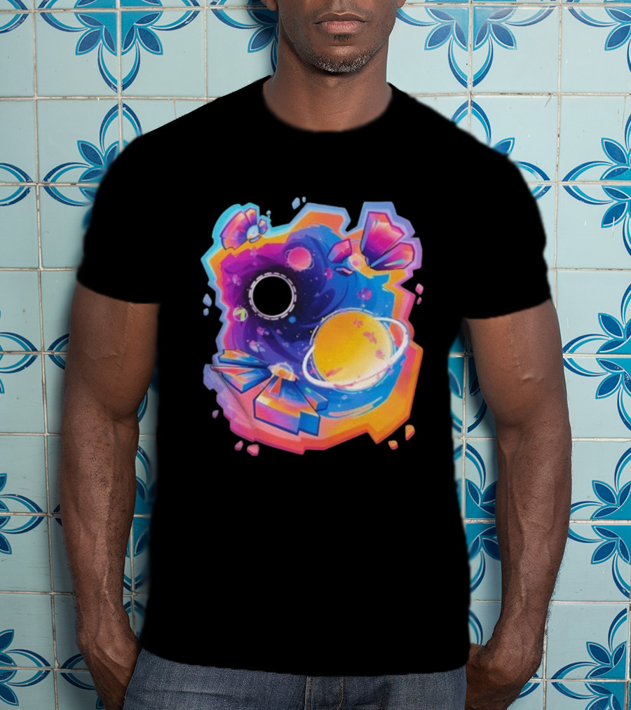 MindCap ORBIT Cosmic Planetary Vortex With Neon Crystals T-Shirt