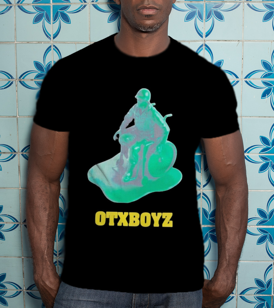OTXBOYZ Toy Soldier In Wheelchair Vibrant Green Military Imagery T-Shirt