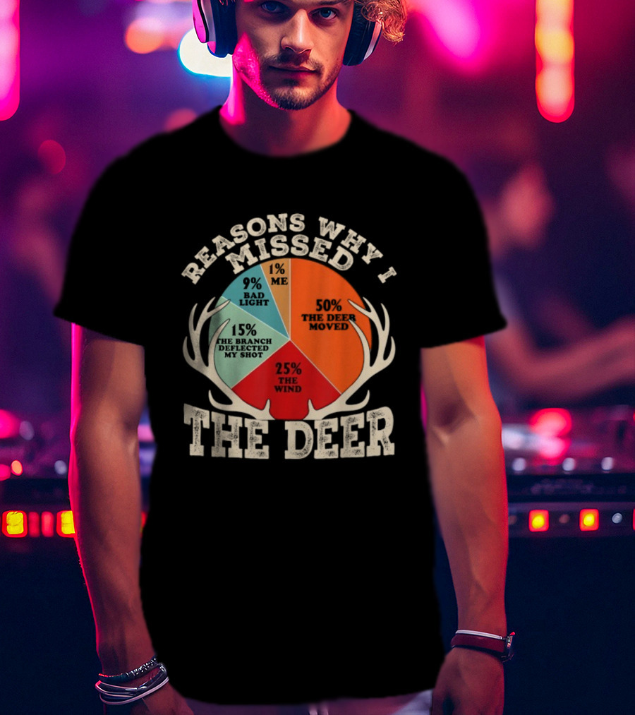 Reasons Why I Missed The Deer Pie Chart Hunting Humor T-Shirt