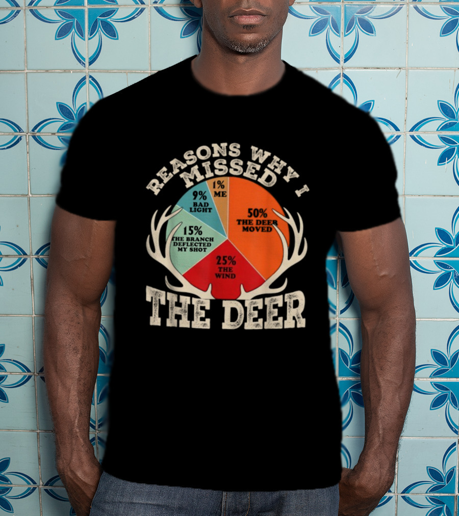 Reasons Why I Missed The Deer Pie Chart Hunting Humor T-Shirt