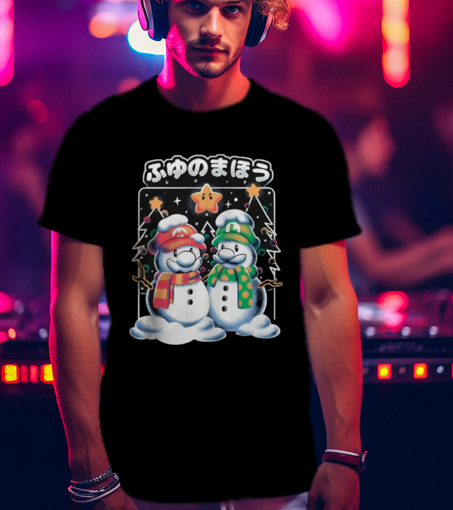Mario Luigi Fuyu No Maho Christmas Snowman Magic T-Shirt