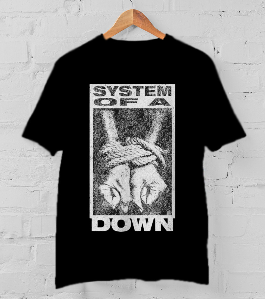 System Of A Down Bound Ensnared Hands Textured Graphic T-Shirt