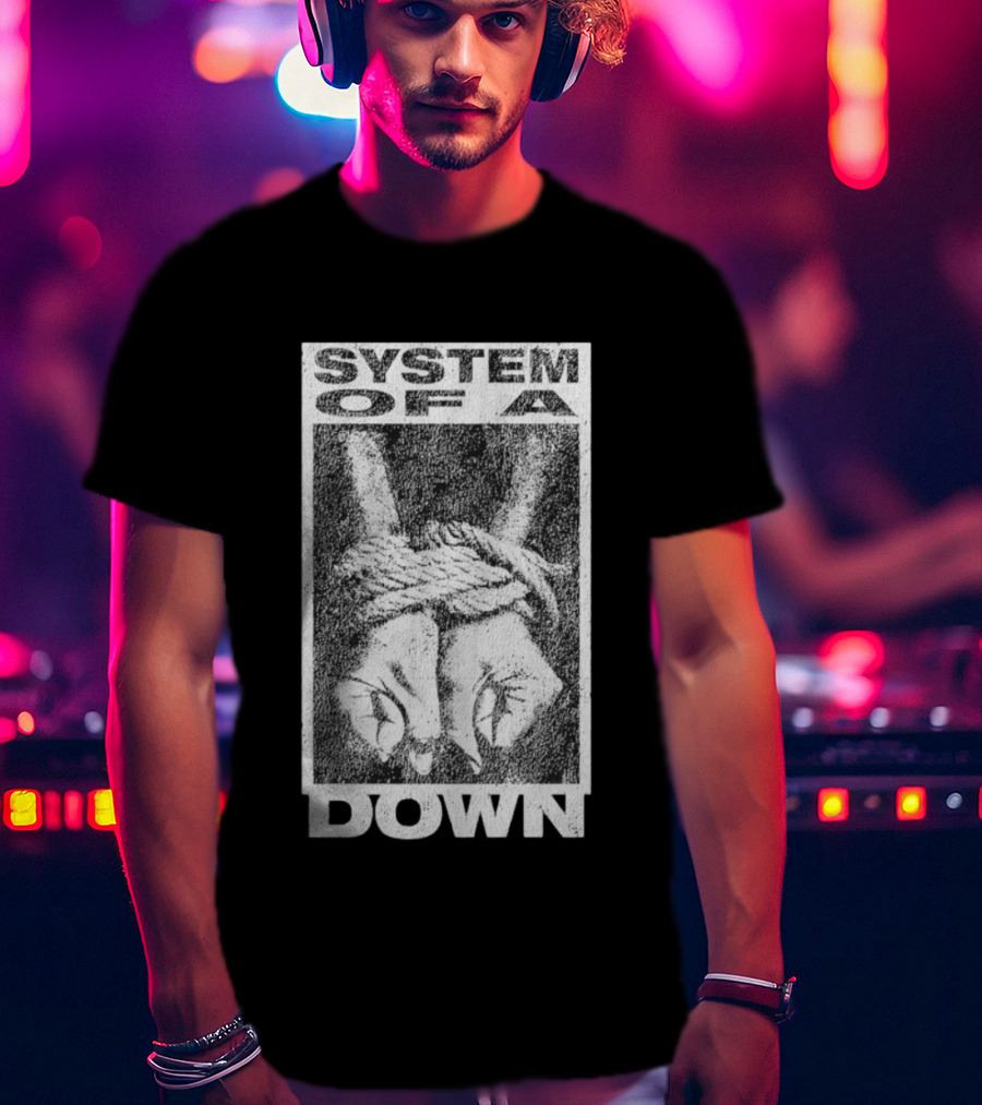 System Of A Down Bound Ensnared Hands Textured Graphic T-Shirt