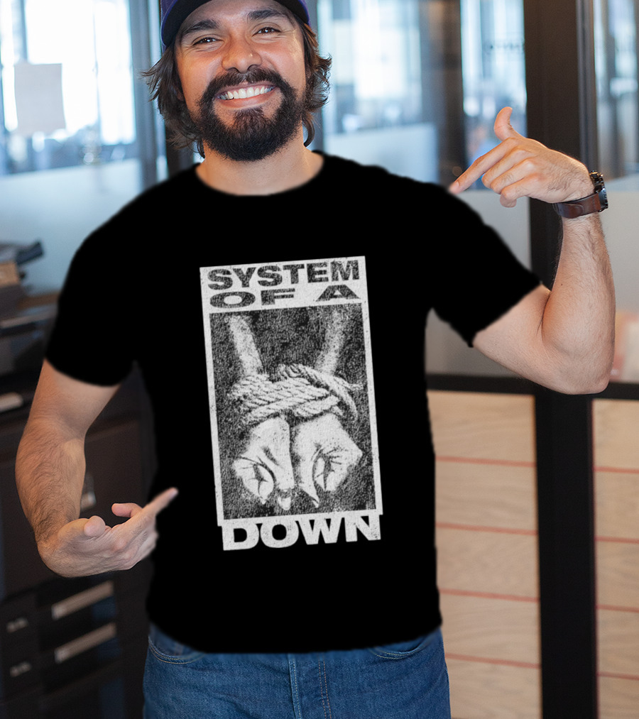 System Of A Down Bound Ensnared Hands Textured Graphic T-Shirt