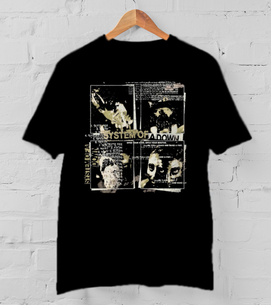 System Of A Down Self-Titled Painted Faces Vintage Style Graphic T-Shirt