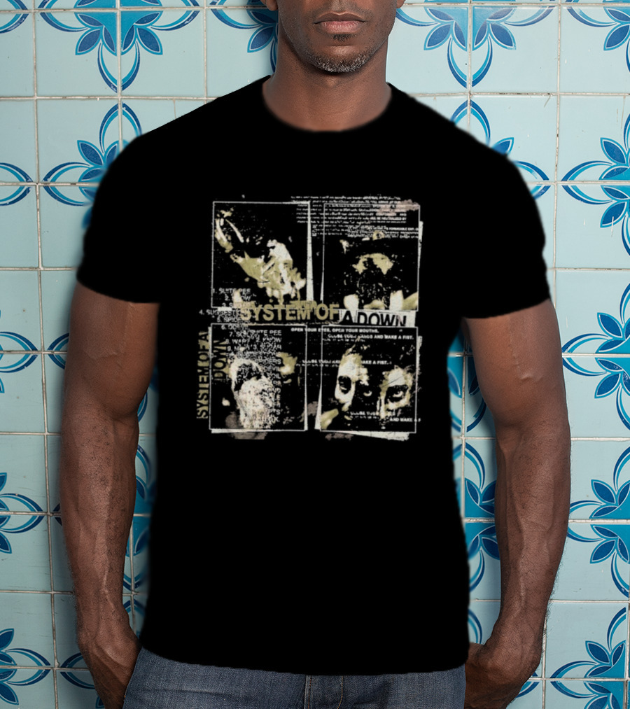 System Of A Down Self-Titled Painted Faces Vintage Style Graphic T-Shirt