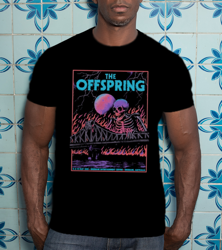 The Offspring Brisbane Australia May 14 15 2025 Skeleton Bridge Lightning Moon T-Shirt