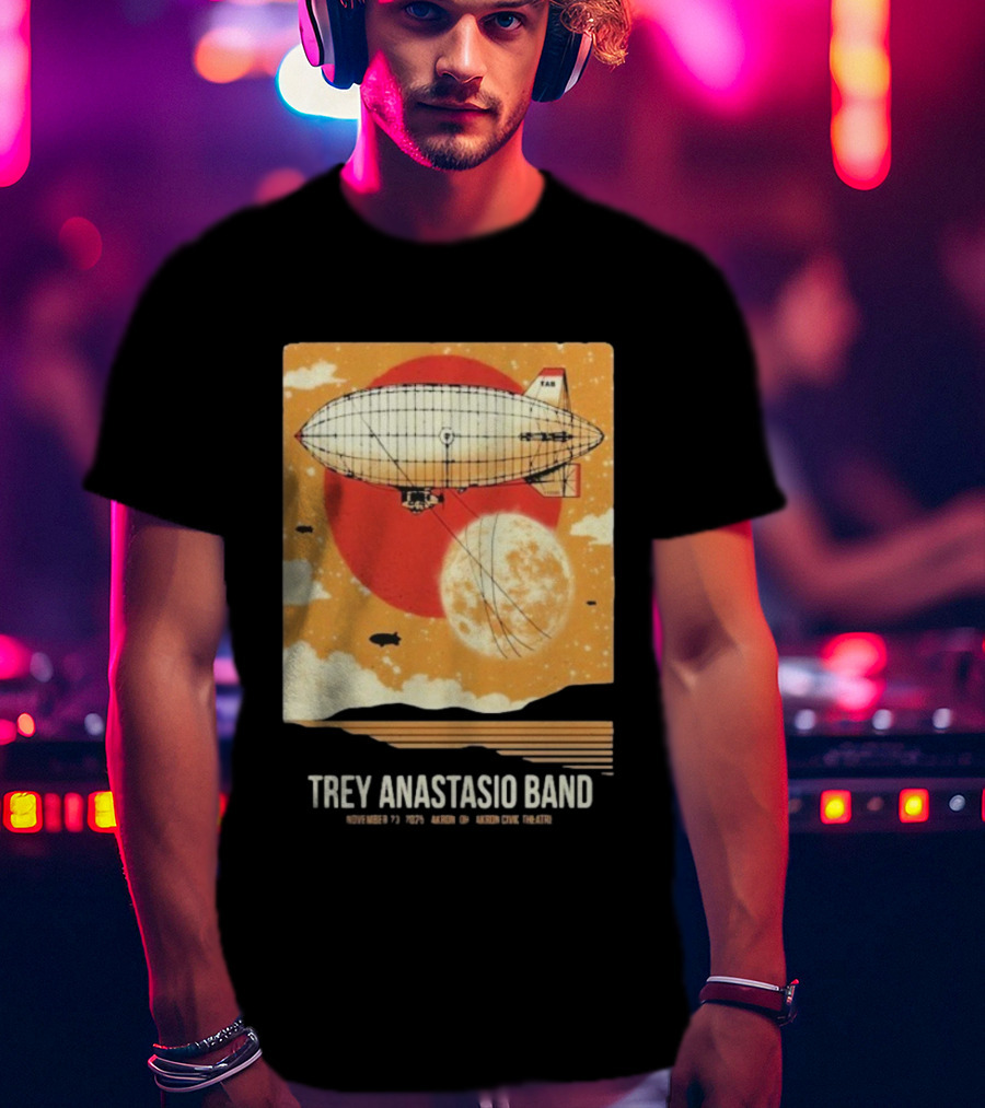 Trey Anastasio Band Akron Civic Theatre Nov 23 2025 Vintage Blimp And Moon Design T-Shirt