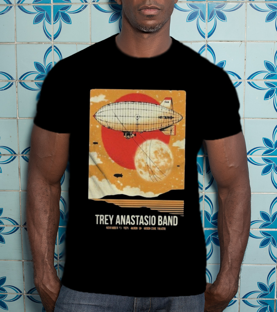 Trey Anastasio Band Akron Civic Theatre Nov 23 2025 Vintage Blimp And Moon Design T-Shirt