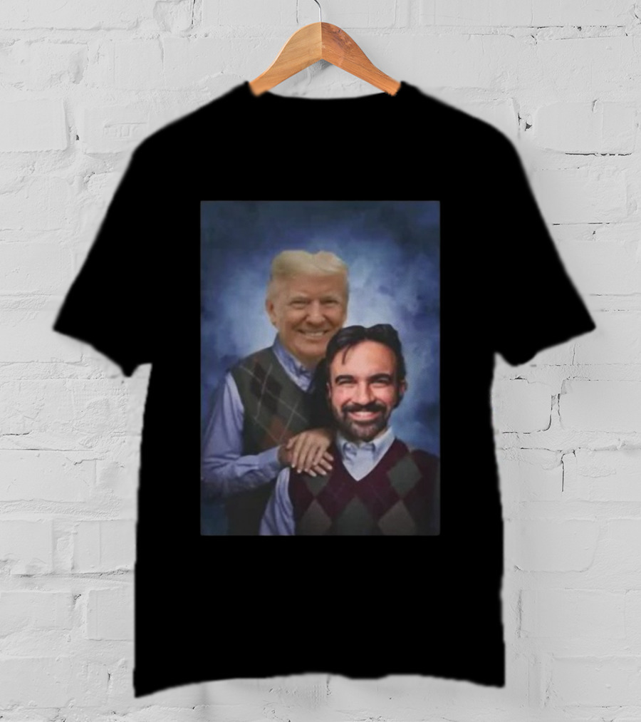 Trump And Mamdani Step Brothers Argyle Sweater Portrait T-Shirt
