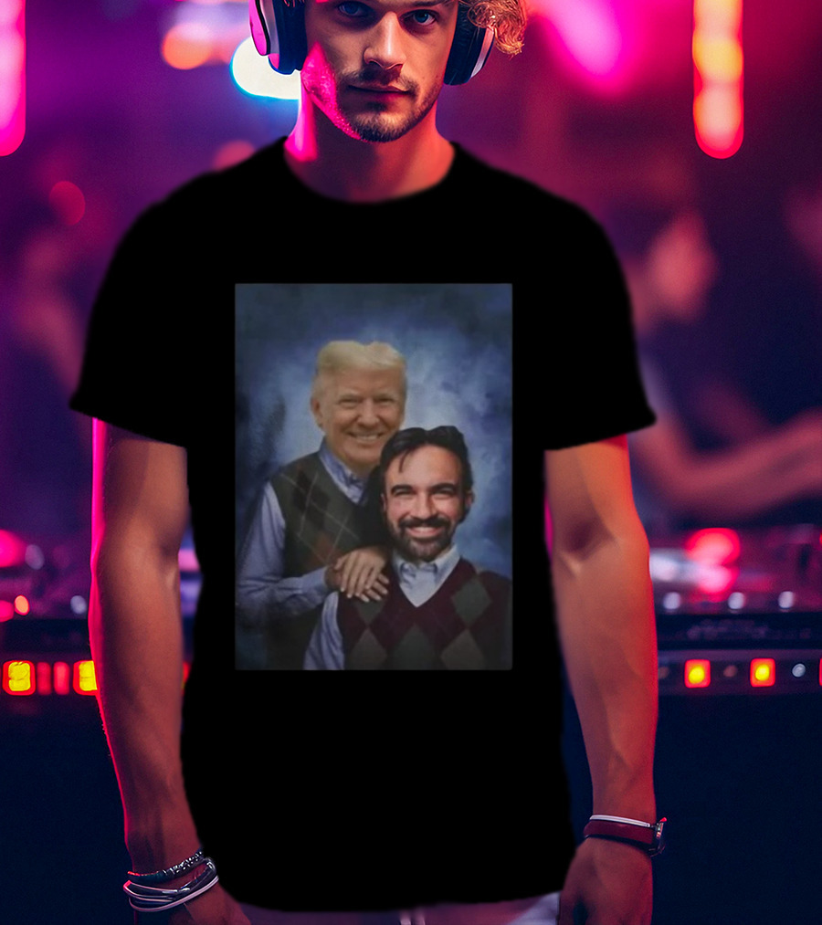 Trump And Mamdani Step Brothers Argyle Sweater Portrait T-Shirt