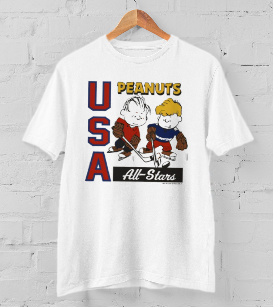 Peanuts USA All Stars Hockey Image With Charles M. Schulz Characters T-Shirt