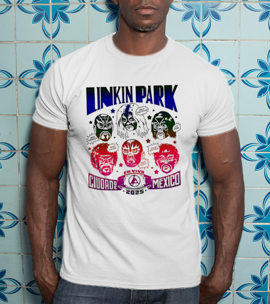 Linkin Park Lucha Libre En Vivo Mexico 2025 Concert T-Shirt