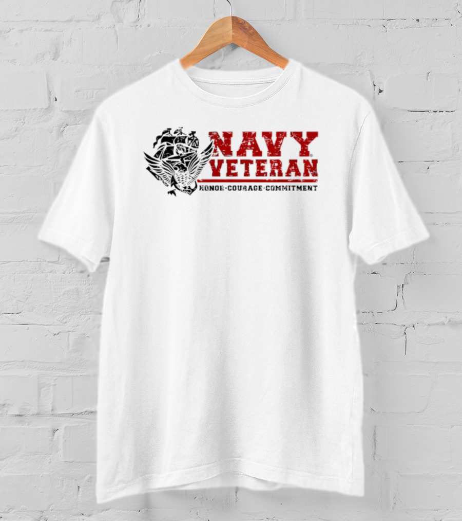Navy Veteran Eagle Honor Courage Commitment Wings T-Shirt