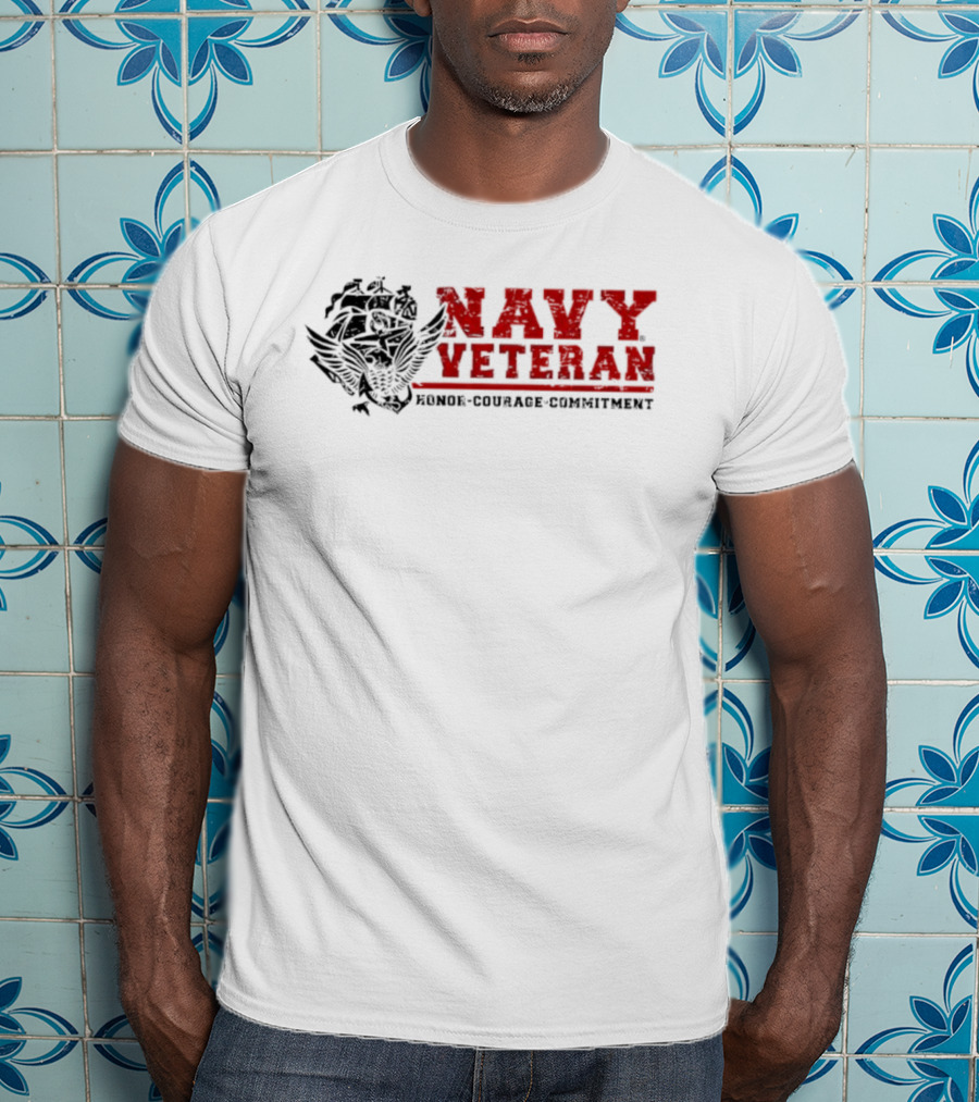 Navy Veteran Eagle Honor Courage Commitment Wings T-Shirt