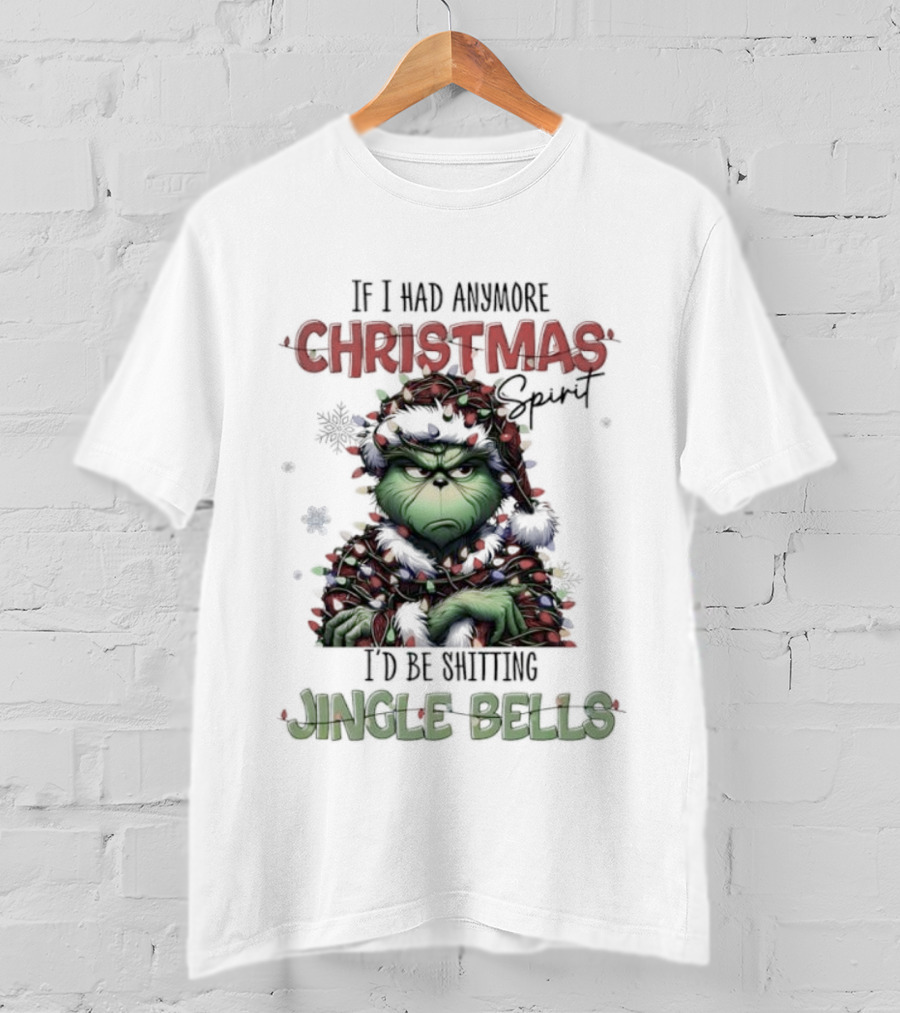 The Grinch Christmas Spirit Shitting Jingle Bells Holiday Humor T-Shirt