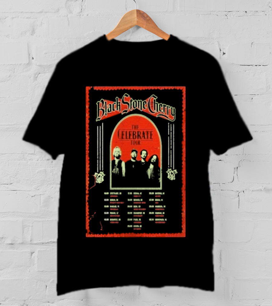 Black Stone Cherry The Celebrate Tour 2026 With Band Silhouettes And Tour Dates T-Shirt
