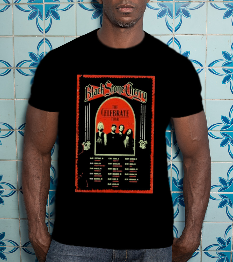 Black Stone Cherry The Celebrate Tour 2026 With Band Silhouettes And Tour Dates T-Shirt