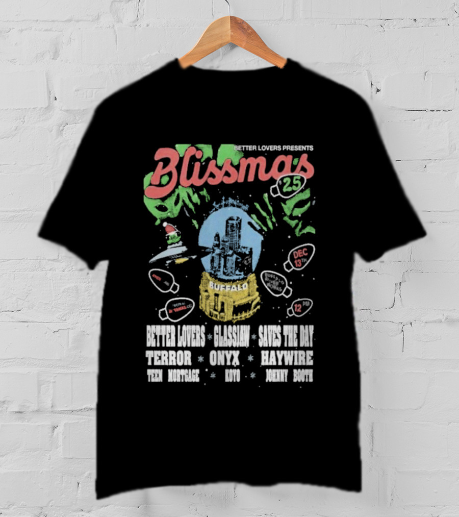 Better Lovers Presents Blissmas 25 Buffalo Riverworks 2025 With Glassjaw Cave In The Sky T-Shirt
