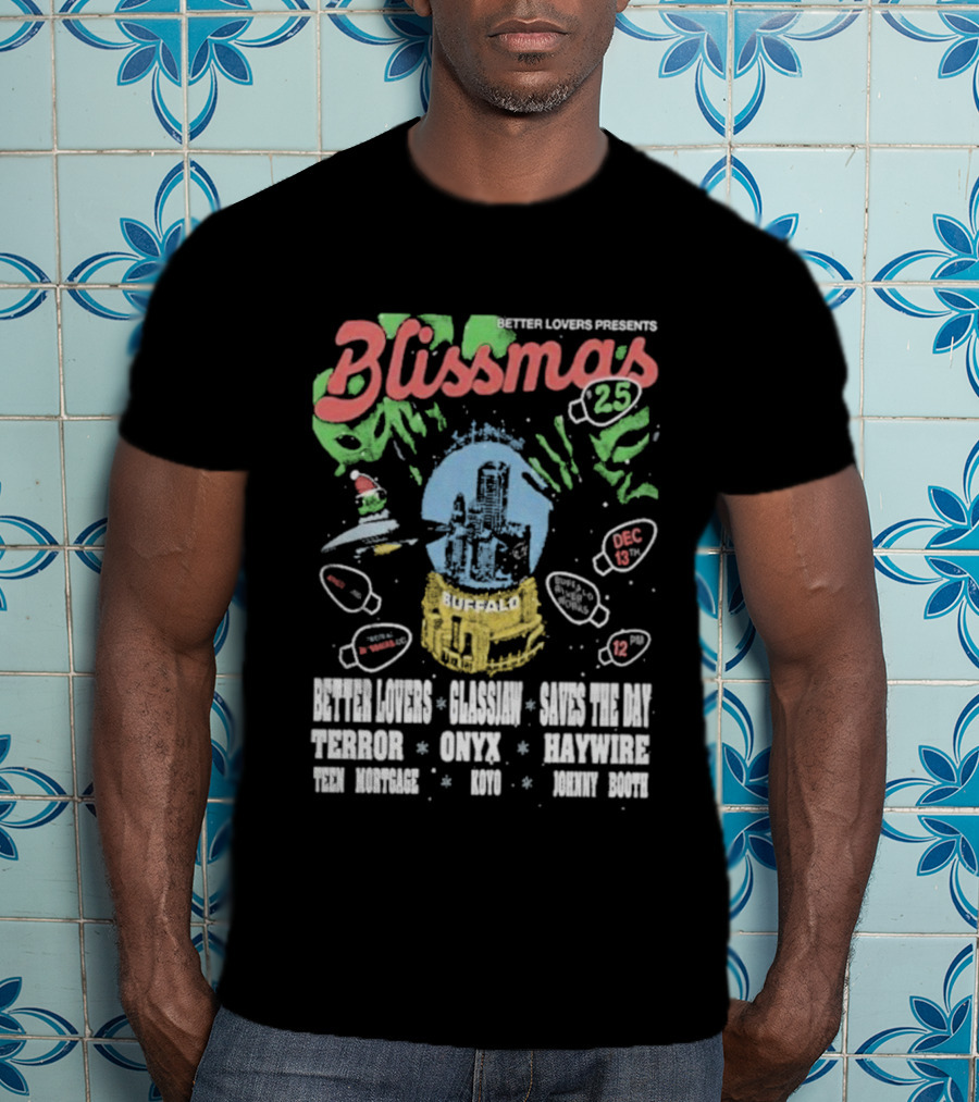 Better Lovers Presents Blissmas 25 Buffalo Riverworks 2025 With Glassjaw Cave In The Sky T-Shirt