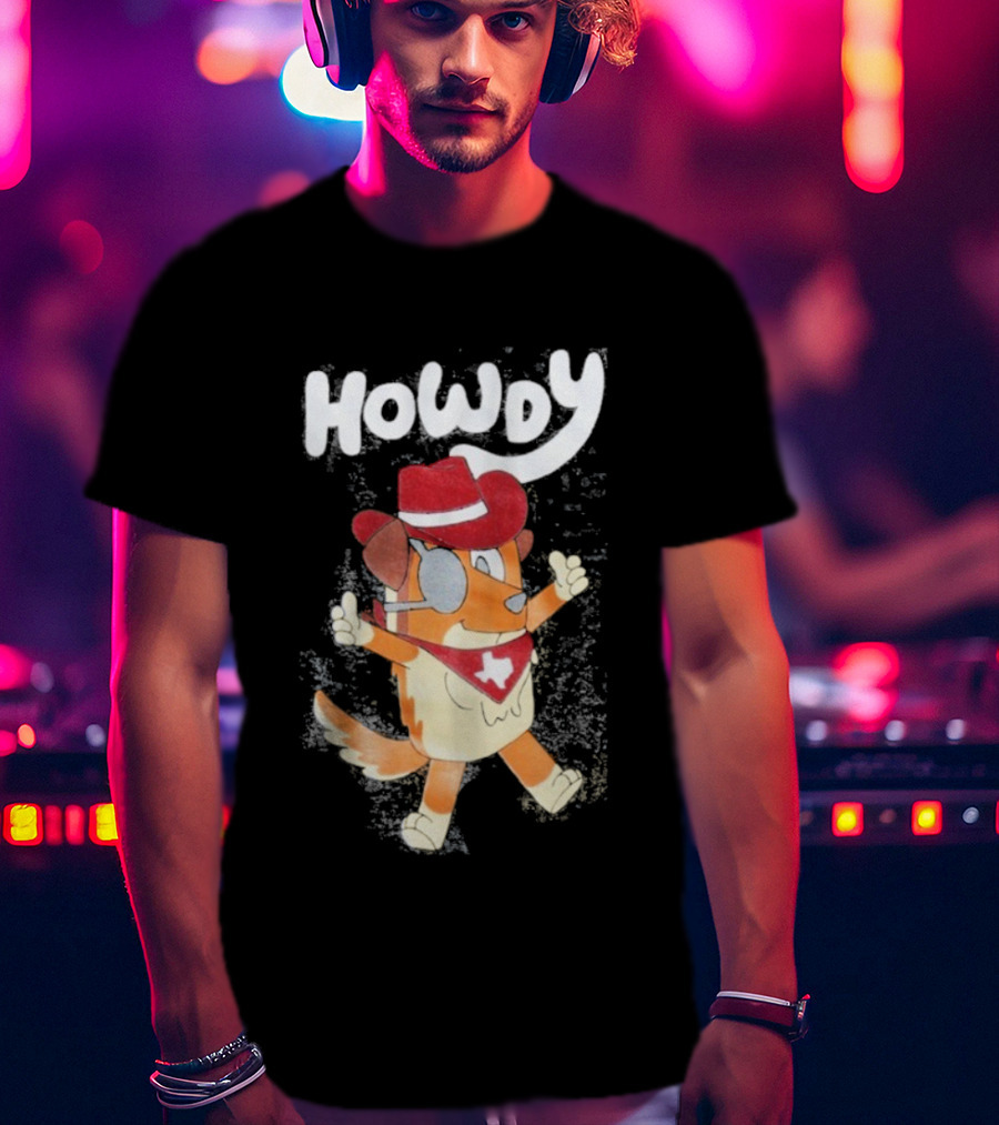 Howdy Dog Texas Bandana Cowboy Hat T-Shirt