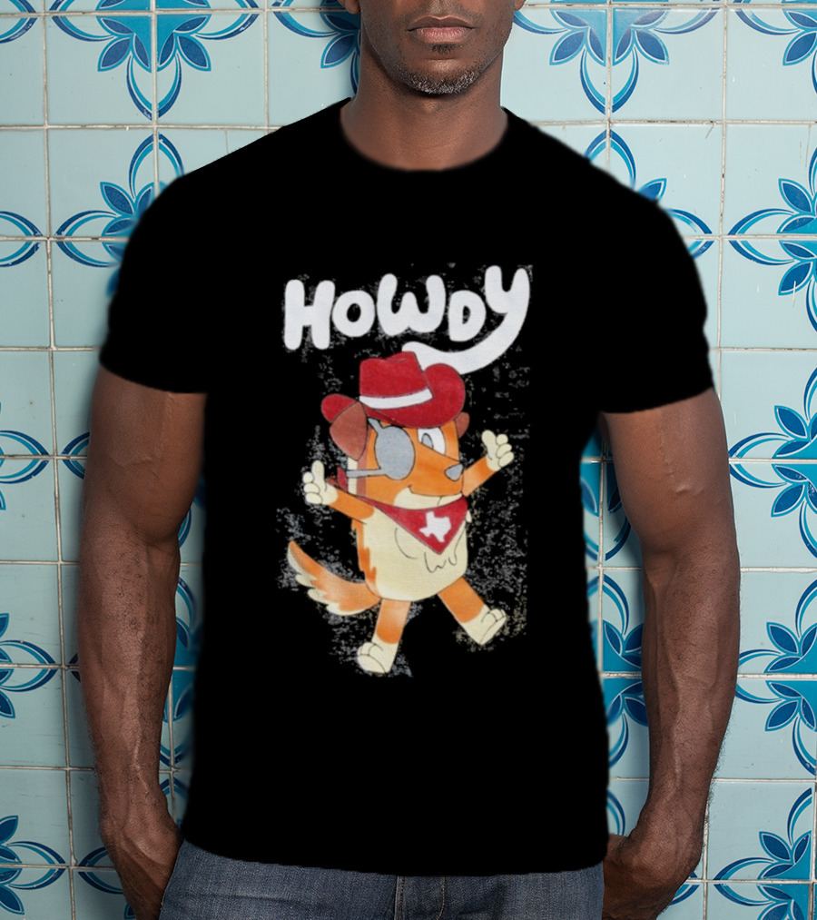 Howdy Dog Texas Bandana Cowboy Hat T-Shirt
