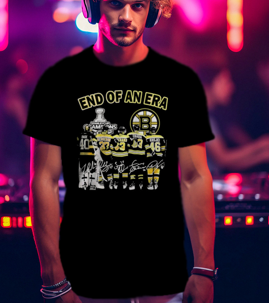 Boston Bruins End Of An Era Stanley Cup Champions 2011 Signatures Icons Legendary Team T-Shirt