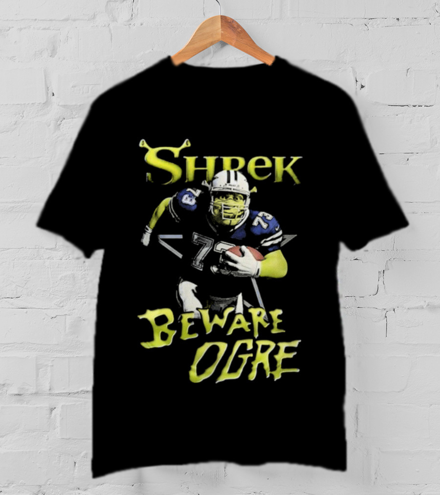 Shrek NFL Beware Ogre Dallas Cowboys 77 Football T-Shirt