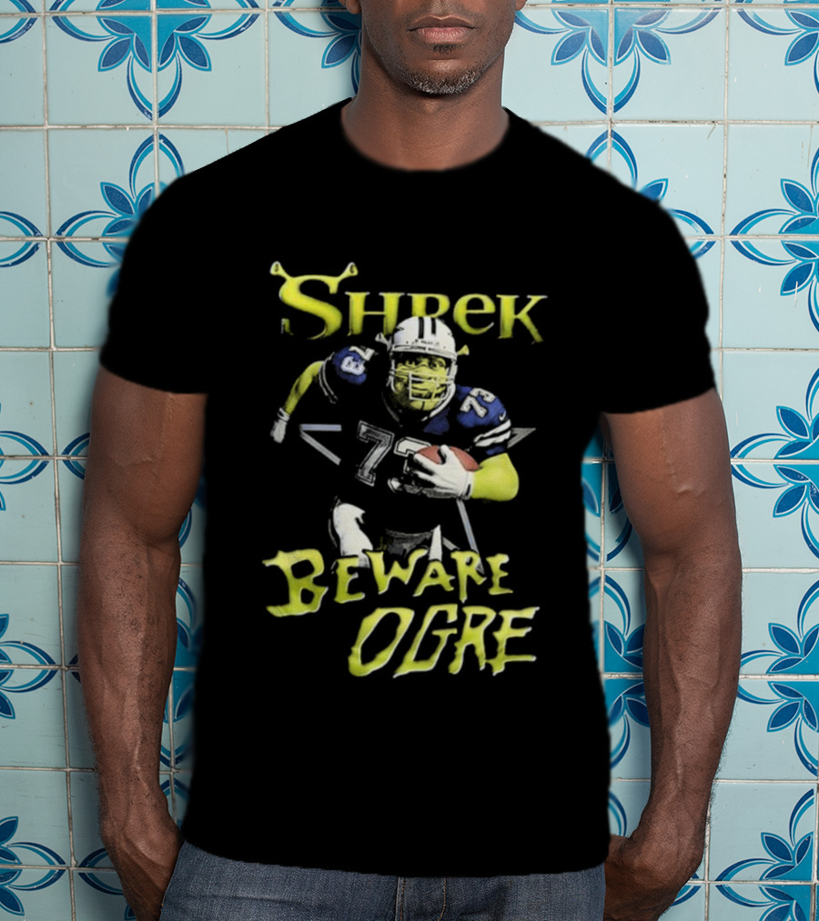 Shrek NFL Beware Ogre Dallas Cowboys 77 Football T-Shirt