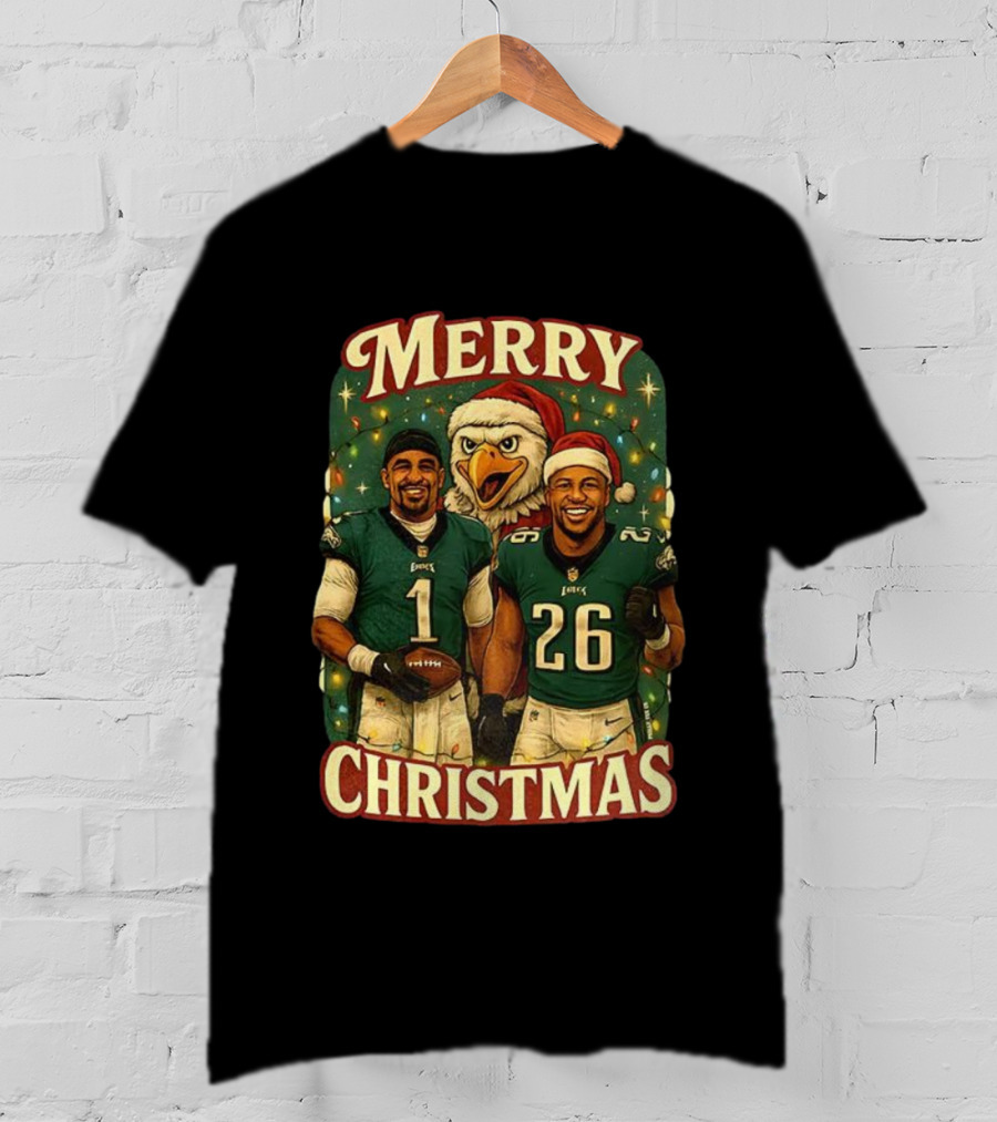 Merry Christmas Jalen Hurts Saquon Barkley Philadelphia Eagles T-Shirt