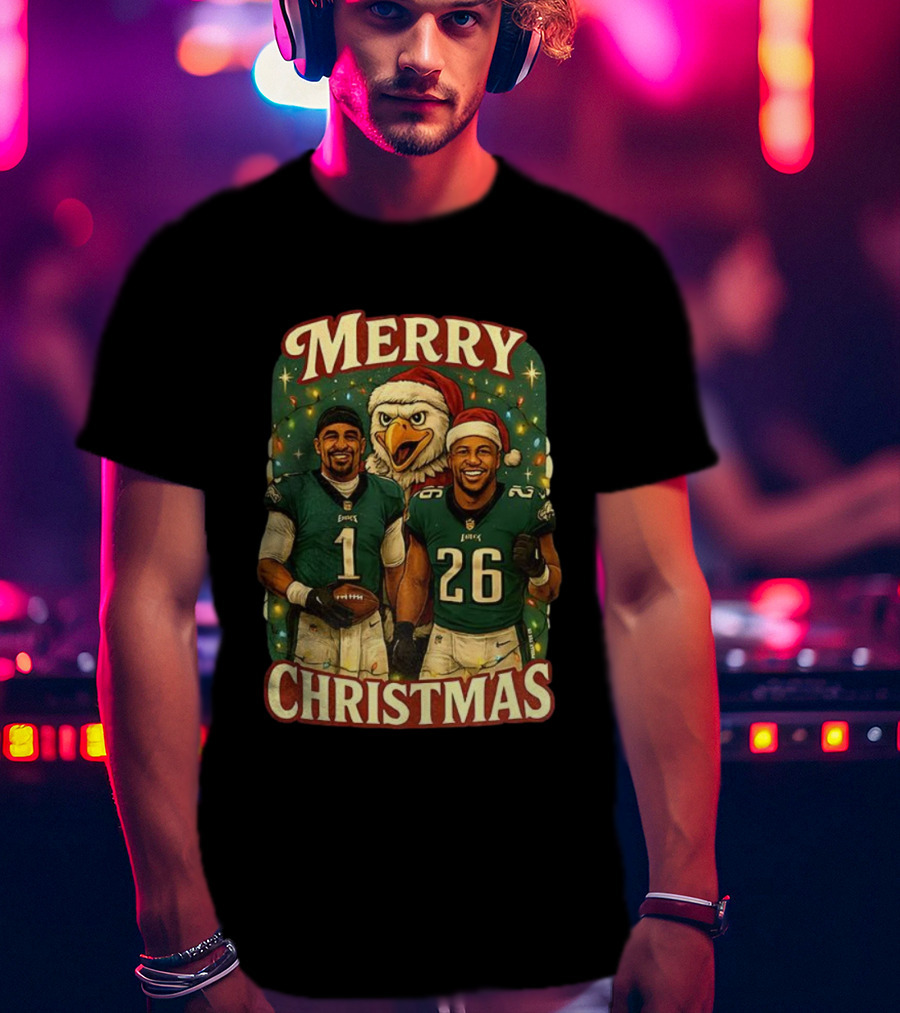 Merry Christmas Jalen Hurts Saquon Barkley Philadelphia Eagles T-Shirt