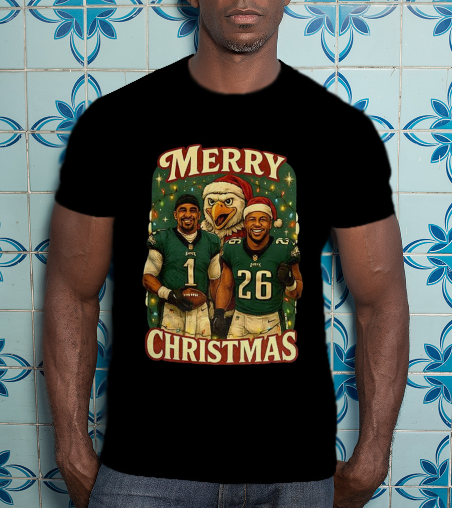 Merry Christmas Jalen Hurts Saquon Barkley Philadelphia Eagles T-Shirt