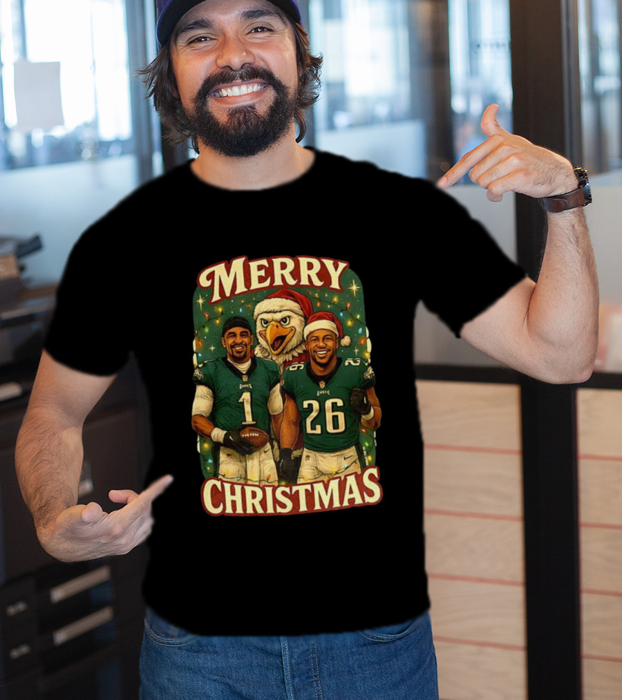 Merry Christmas Jalen Hurts Saquon Barkley Philadelphia Eagles T-Shirt