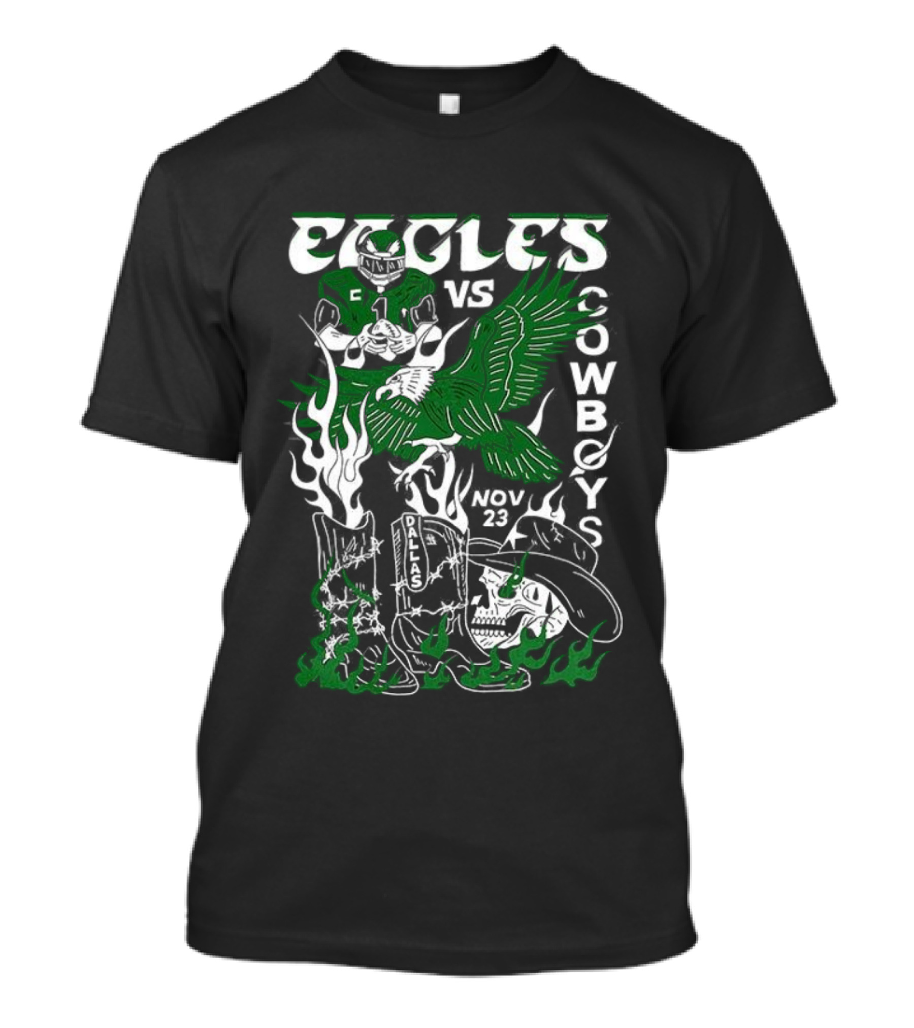 Philadelphia Eagles Vs Dallas Cowboys Week 12 2025 Horror Rivalry Matchup T-Shirt