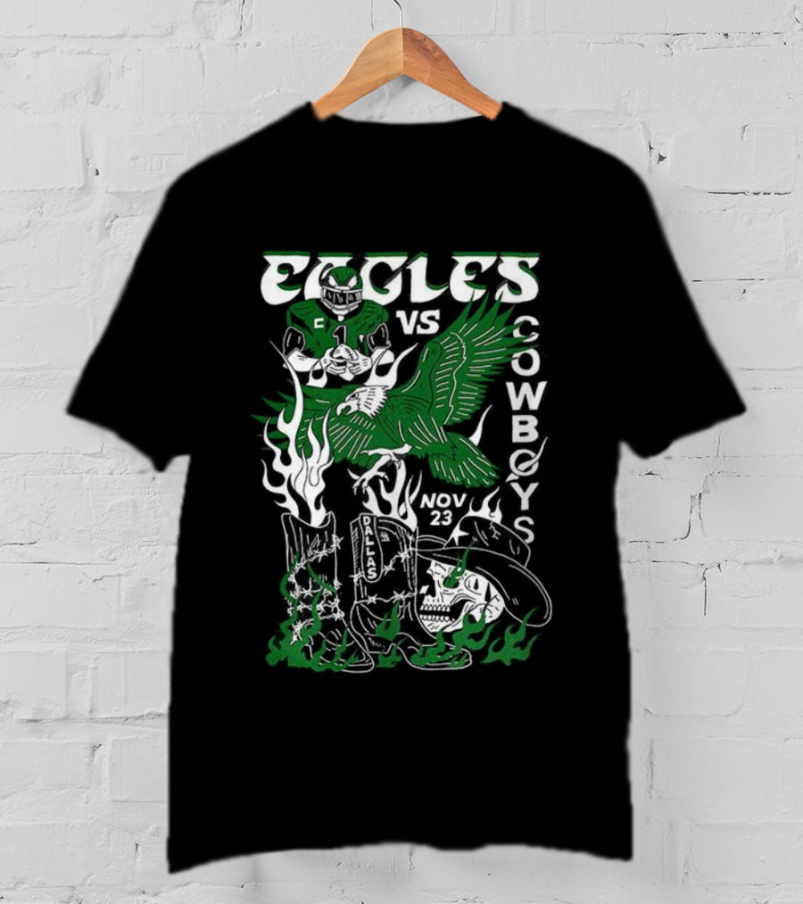 Philadelphia Eagles Vs Dallas Cowboys Week 12 2025 Horror Rivalry Matchup T-Shirt