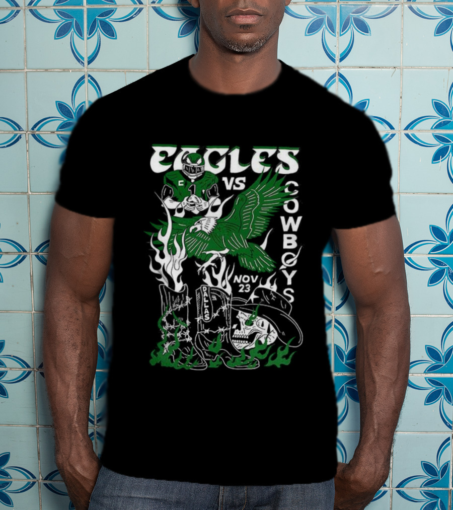 Philadelphia Eagles Vs Dallas Cowboys Week 12 2025 Horror Rivalry Matchup T-Shirt