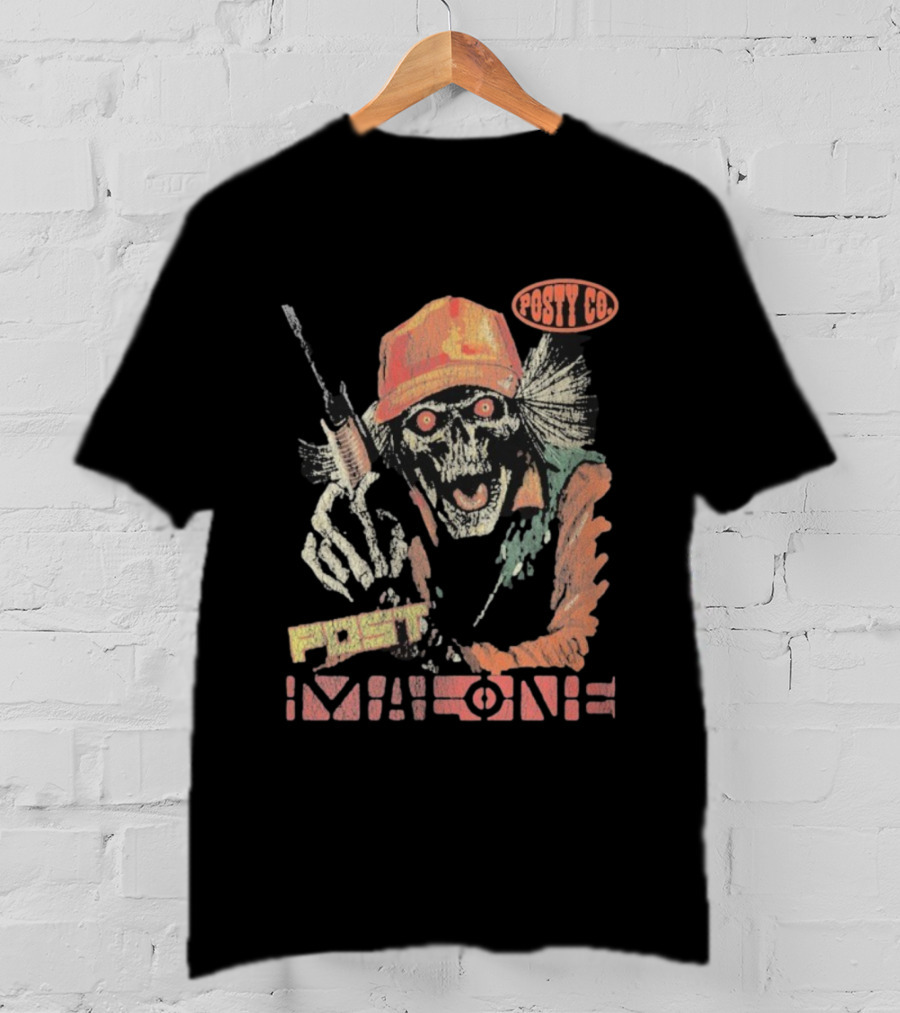 Post Malone Posty Co Hunter Skeleton With Rifle T-Shirt