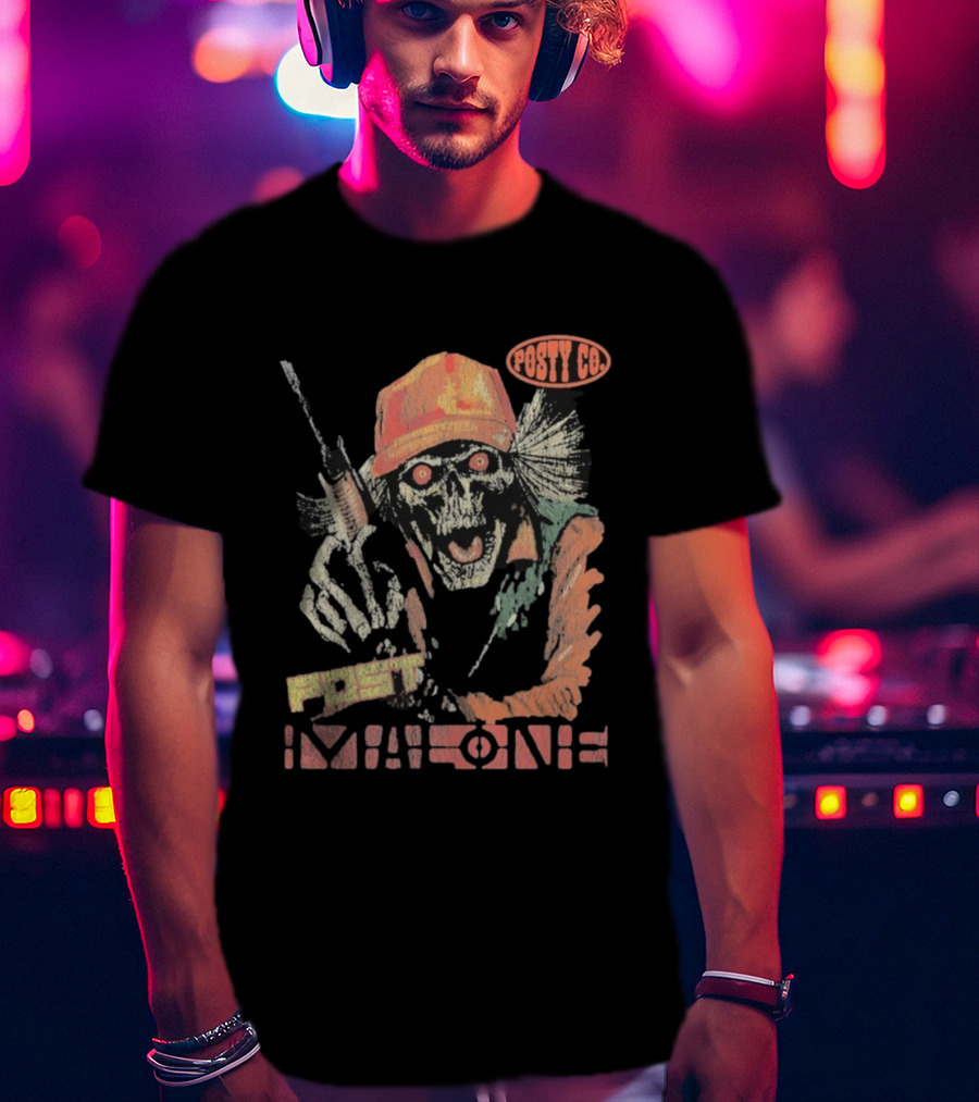 Post Malone Posty Co Hunter Skeleton With Rifle T-Shirt