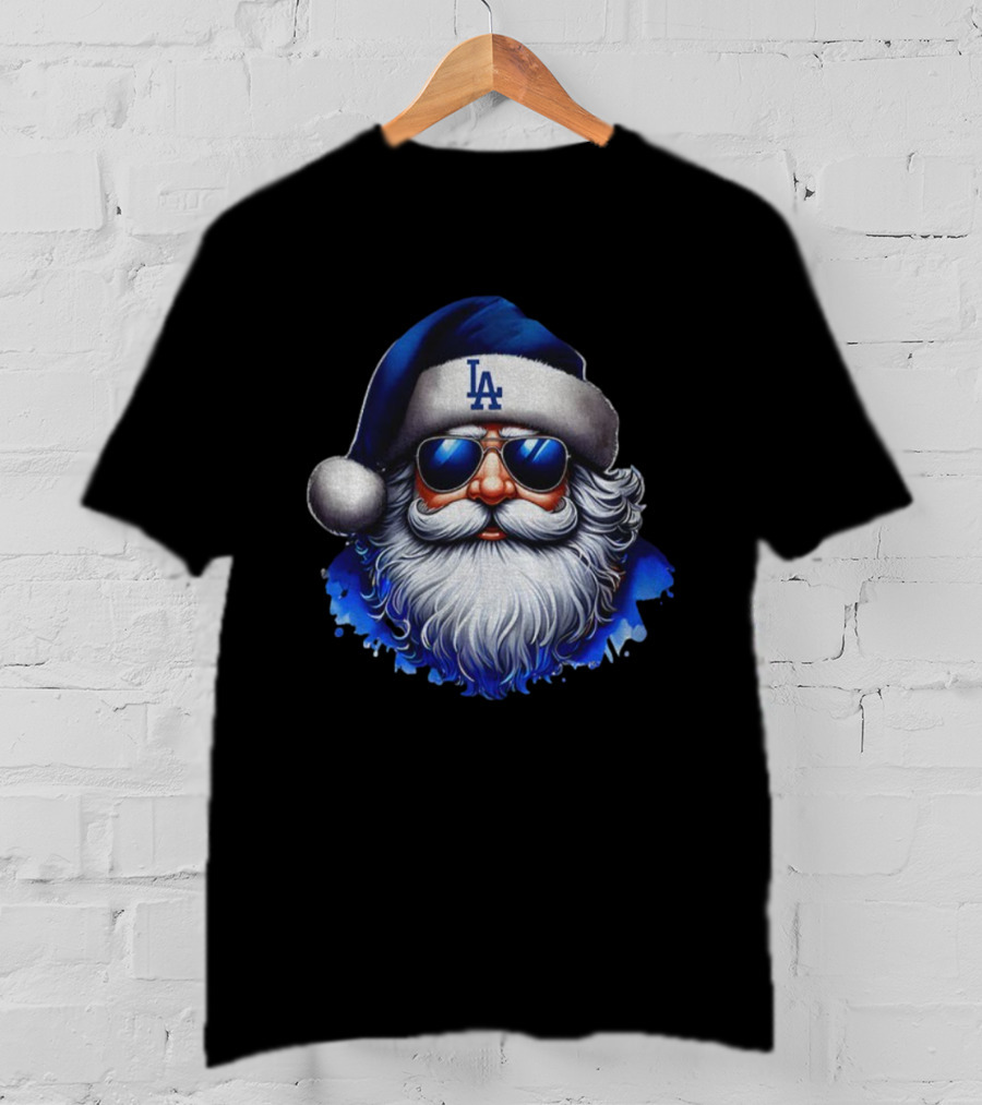 Santa Claus Big Face LA Dodgers MLB Baseball Christmas 2025 T-Shirt