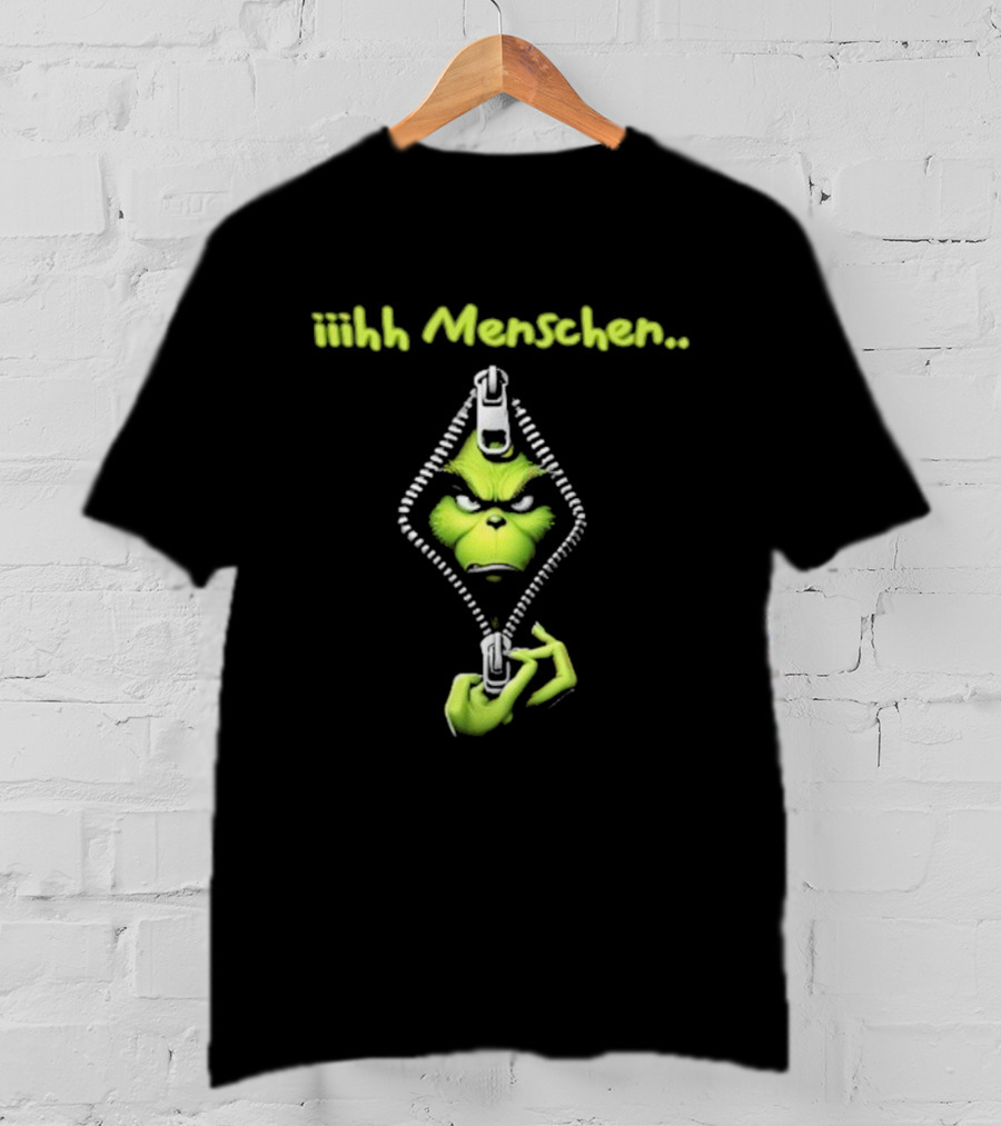 Iiihh Menschen Grinch Zipper Christmas T-Shirt