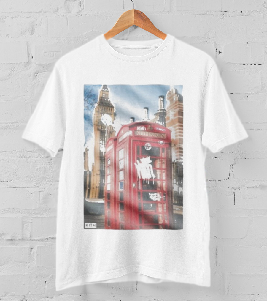 Kith London Red Telephone Box November 28th Tower Bridge Skyline Scene T-Shirt
