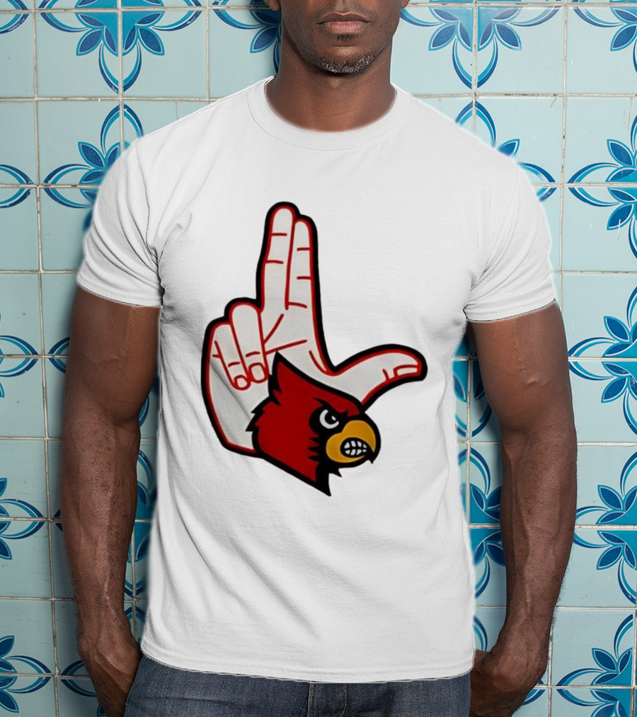 Louisville Cardinals 2025 L Hand Sign Mascot Football T-Shirt