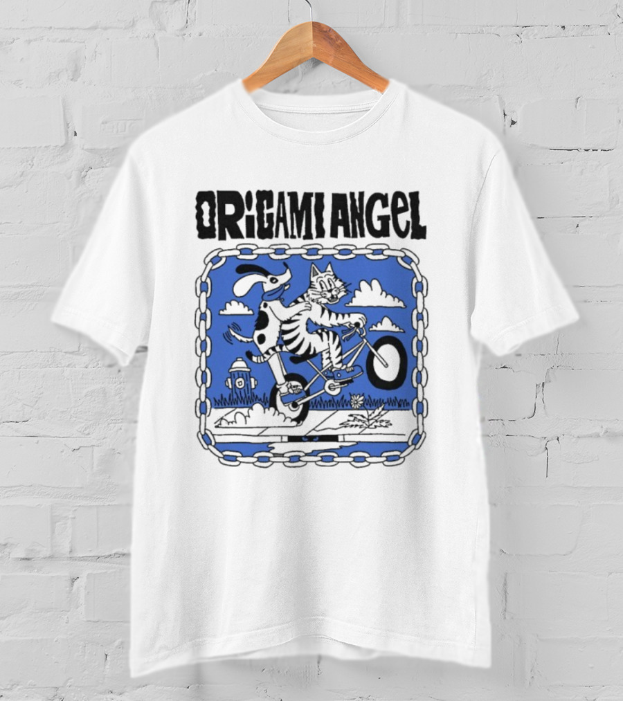 Origami Angel Ride Tiger Dog Bike Adventure T-Shirt