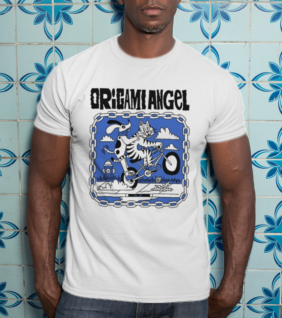 Origami Angel Ride Tiger Dog Bike Adventure T-Shirt