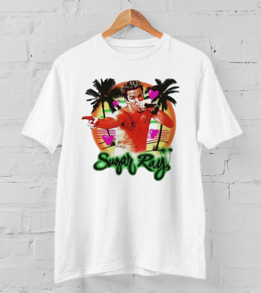 Sugar Ray Airbrush Beach Summer Vibes Palms And Hearts Retro Style T-Shirt