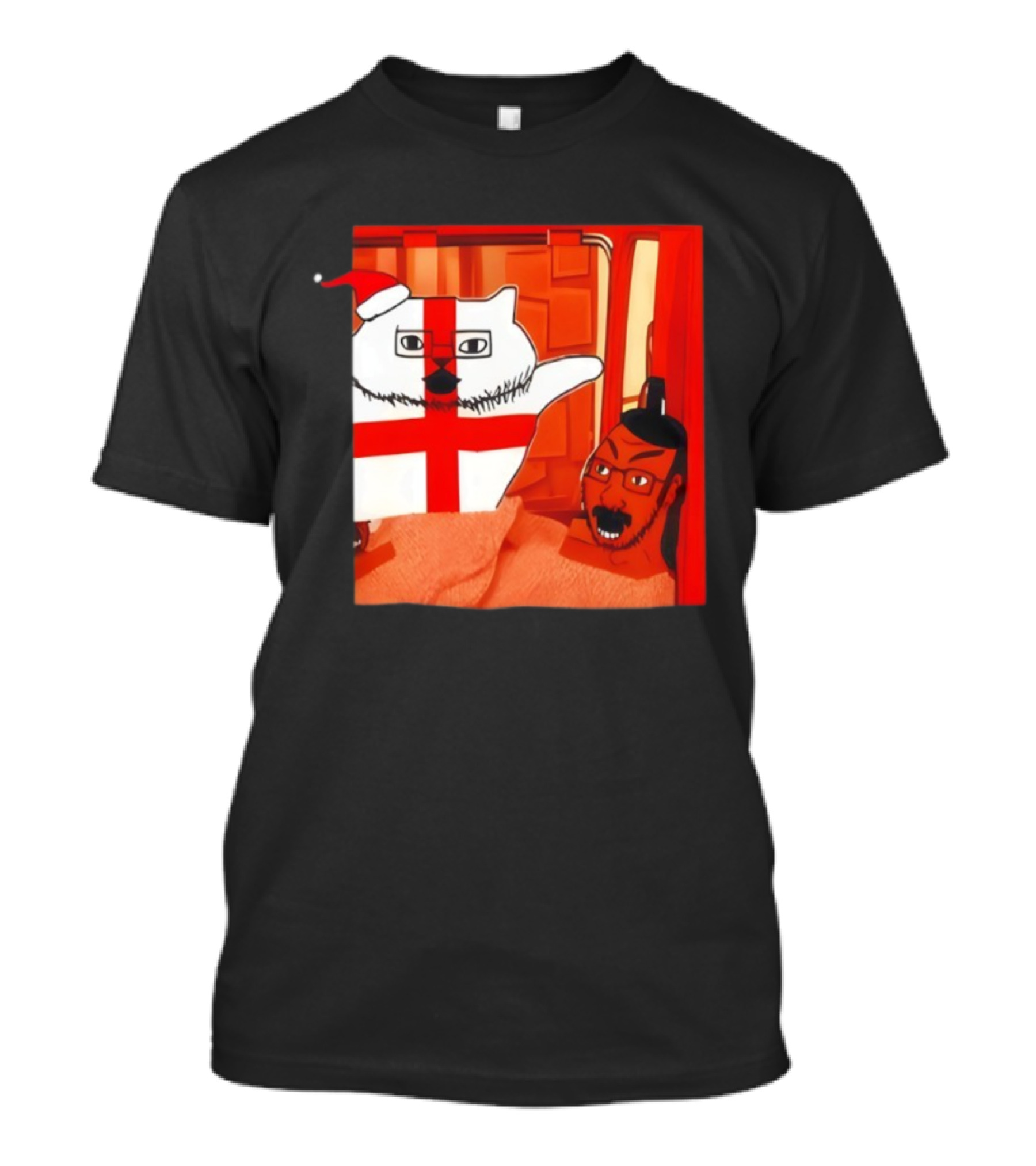 Cal Clear Them Out Cat Christmas England Santa Hat T-Shirt