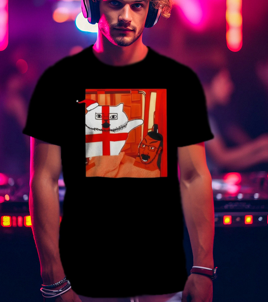 Cal Clear Them Out Cat Christmas England Santa Hat T-Shirt