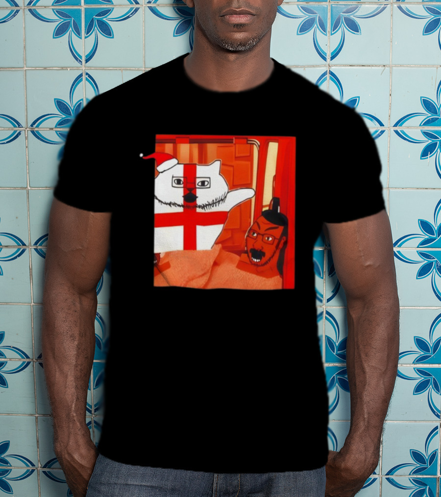 Cal Clear Them Out Cat Christmas England Santa Hat T-Shirt