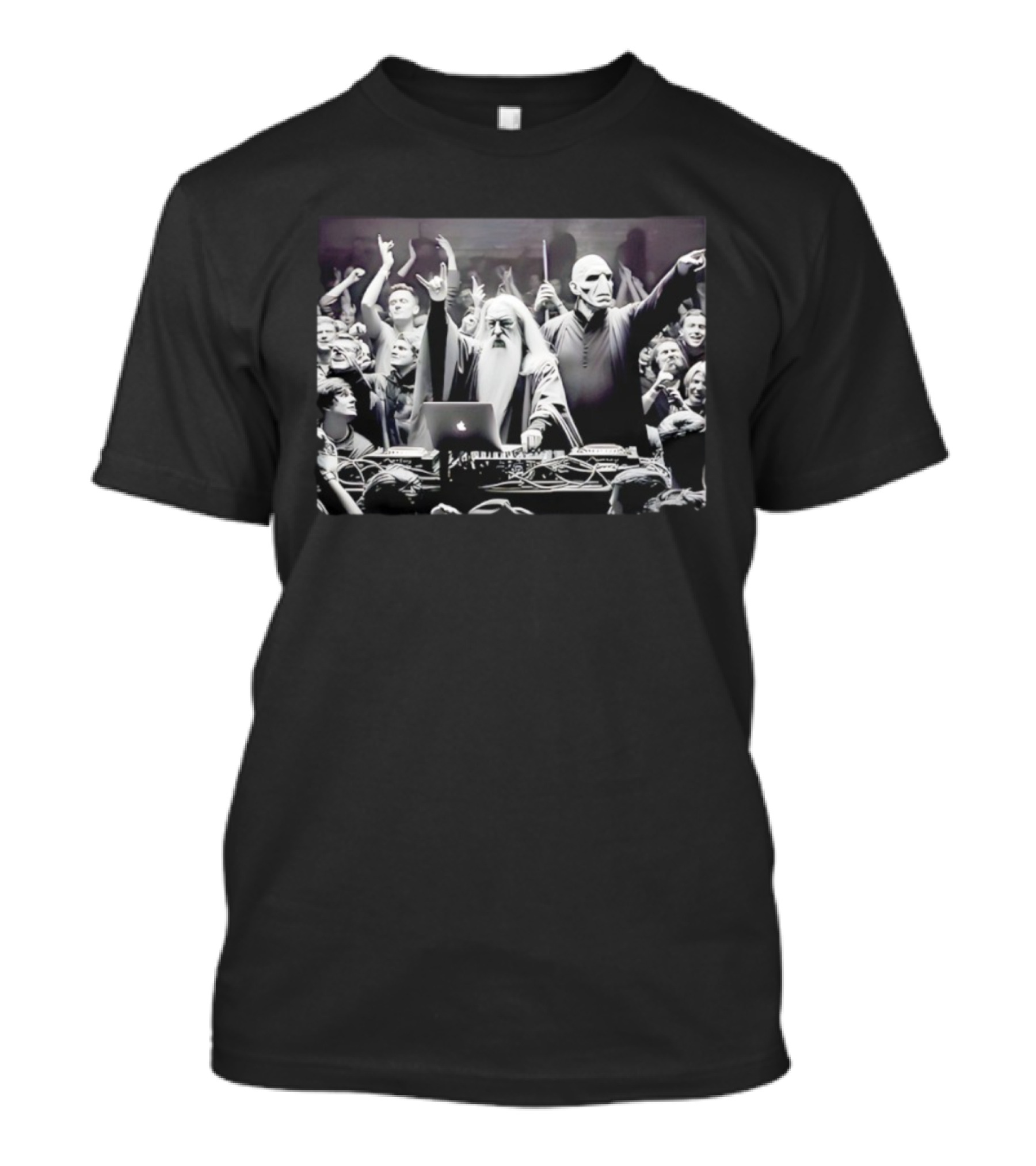 DJ Dumb & Dark Wiz Party Crowd DJ Booth Wizards Magic Party T-Shirt