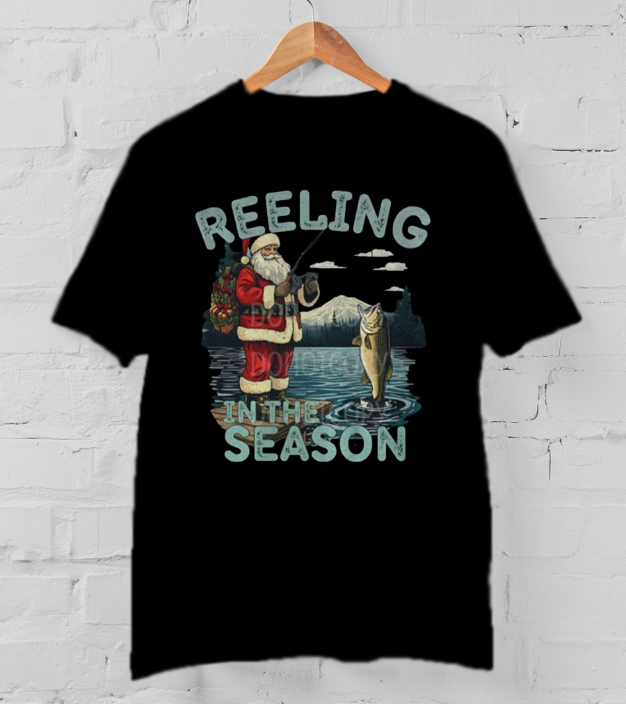 Reeling In The Season Fishing Santa Claus Merry Christmas T-Shirt